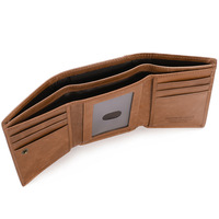 Dompet Kulit Asli Anti RFID Lipat Tiga Model Vintage untuk Pria, Tempat Kartu Tipis, Kantong Koin, Kulit Sapi Full Grain
