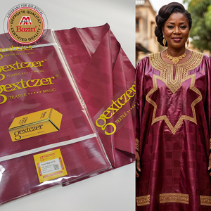 Vente en gros directe usine : <span class=keywords><strong>Tissu</strong></span> Bazin Riche Bourgogne Original Nigérian Africain de Haute Qualité 100% Coton pour la confection de vêtements de fête - Product Image 1