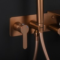 Pistolet de pulvérisation pour bidet de toilette multifonction en laiton doré rose, avec porte-serviettes en papier, design moderne mural, pulvérisateur vertical