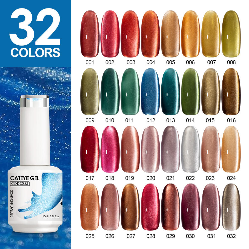 Private Label Free Sample 15ml Goddess Cat Eye Gel Gel Polish Magnetic Nail Gel Polish