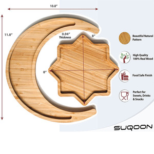 Plateau en bois Xuyuan en forme de croissant et d'étoile avec poignée pour les collations et les desserts - Product Image 5