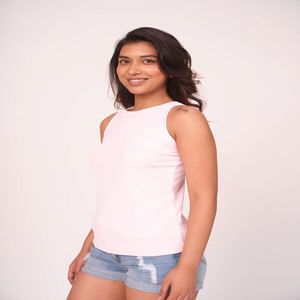 Camiseta sin Mangas Clásica de Algodón Suave para Mujer, Cuello Redondo Informal, Tirantes Anchos, Cómoda para Uso Diario en Verano - Product Image 1