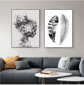 Póster de pintura de pared escandinavo nórdico imágenes en blanco y negro pluma Arte Abstracto impresiones ilustraciones decoración pintura - Product Image 4