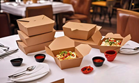 Emballage personnalisé pour frites, hot-dogs, poulet frit, hamburgers, sushis en matériaux recyclés imperméables, boîte à hamburger en papier kraft