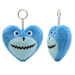 Customized Heart shark plush keychain, Blue shark heart bag charm, <b>Mini</b> shark heart <b>keyring</b>, Ocean animal heart pendant - Product Image 1