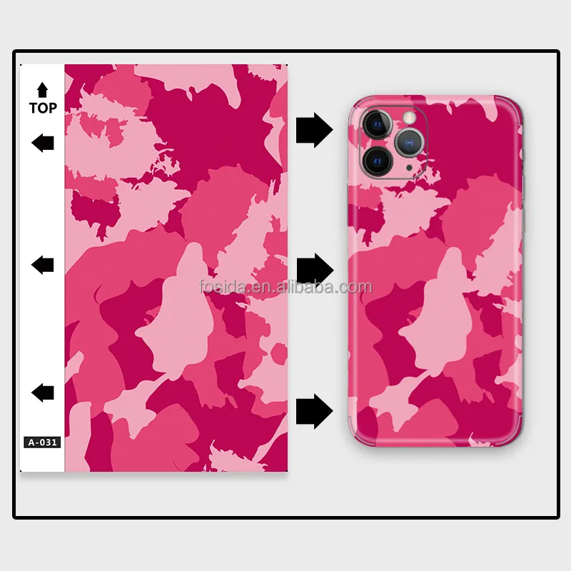 Vernis dessin animé camouflage téléphone intelligent pleine couverture papier peint en vinyle réutilisable autocollant 3D impression autocollants en fibre de carbone pour téléphones