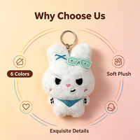 Porte-clés en peluche Kawaii, pendentif en forme de personnage mignon avec nœud brodé, breloque de sac de dessin animé pour accessoires de sac à dos