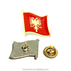 Bandera albanesa de estilo vintage, insignia de metal, aleación de zinc, insignia de bandera europea, salida de fábrica - Product Image 2