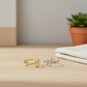 Anillo de Acero Inoxidable con Diseño de Letra U, Joyería Minimalista para Mujeres y Hombres - Product Image 3