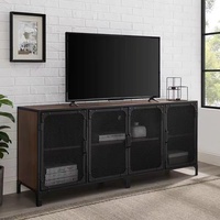 Table de Console multimédia, meuble TV avec étagères de rangement à 3 niveaux, Center de divertissement industriel avec cadre métallique pour le salon