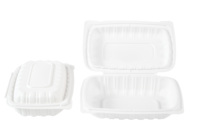 Mfpp Matériau Serrure d'angle 9X6 Conteneur alimentaire PP Conteneur de stockage jetable Emballage alimentaire en plastique Boîte blanche à charnière