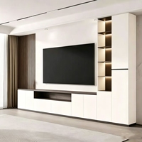 Meuble TV moderne de luxe personnalisé en mélamine avec étagère intégrée, armoire de rangement sur pied pour salon
