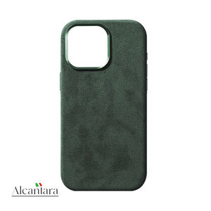 <span class=keywords><strong>Coque</strong></span> de téléphone pour <span class=keywords><strong>iPhone</strong></span> 15 Pro Max, en Alcantara italien véritable, boutons métalliques entièrement recouverts, attraction magnétique, service OEM/ODM - Product Image 1