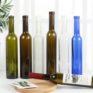 Custom design vodka whisky glass bottle 500ml amber glass vodka liquor spirit red wine bottle with cork top with wooden cork