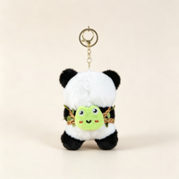 Porte-clés en peluche Panda Kawaii en gros, breloques de sac en peluche de styles variés, logo personnalisé pour cadeau de machine à griffes