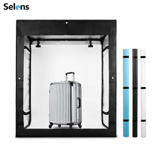 Selens大型拍摄帐篷56x47x20 "可调亮度照片盒，带8个发光二极管灯带视频照明柔光箱