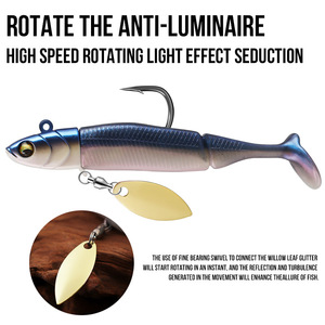 Leurre de pêche en forme de poisson noir, emballage en boîte, 95 mm, 20 g, tête de jigging, silicone souple avec queues supplémentaires, appâts wobblers pour la pêche au <span class=keywords><strong>black</strong></span> <span class=keywords><strong>bass</strong></span>, au brochet, leurre - Product Image 4