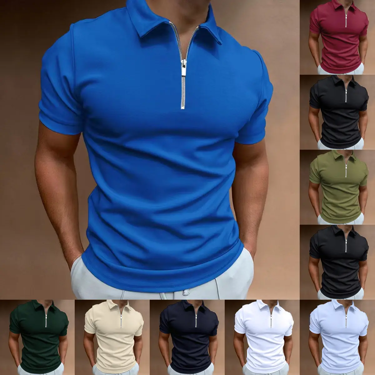 S-5XL kaus Polo lengan pendek untuk pria, kaos atasan gaya Eropa dan Amerika kasual lengan pendek warna polos untuk pria