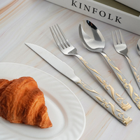 11-0 Vaisselle en acier inoxydable Couteau ménager Fourchette et cuillère avec poignée design Ensemble de vaisselle pour l'utilisation du dîner de mariage à l'hôtel