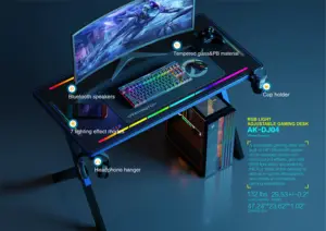 RGB Beleuchteter Büro Stehschreibtisch Computerzubehör Computertisch Gaming Tisch - Product Image 5