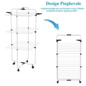 3-Tier Column Clothes Airer With Foldable Metal Frame 30M <b>Drying</b> Space Indoor Outdoor Use - Product Image 3