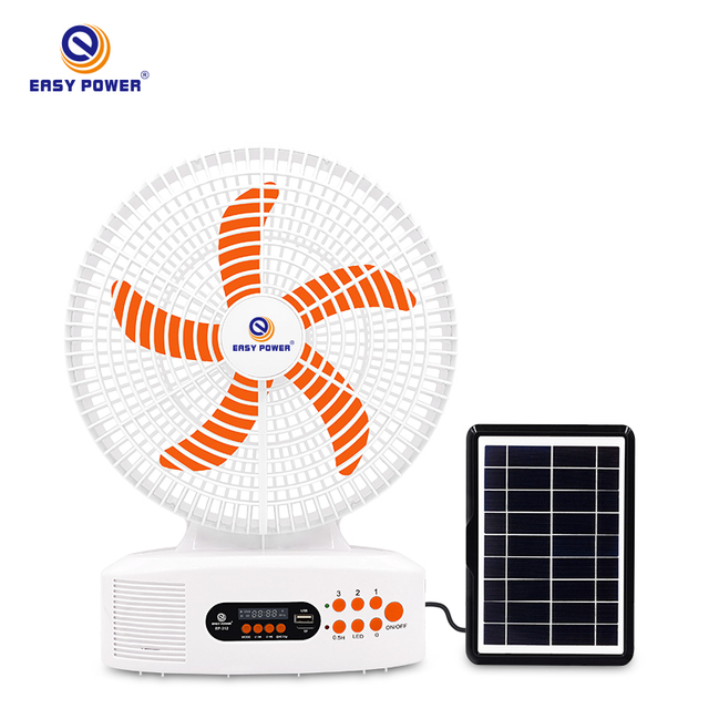 12 Inch Battery Fan Rechargeable Music Player Function LED Light Radio Fan with Mobile Charge Solar Charge Fan for Outdoor