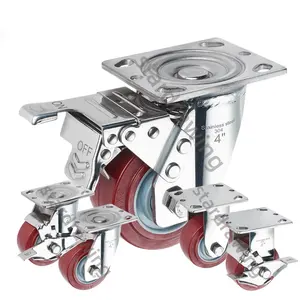 SS 4inch Heavy Duty SUS 304 316L Stainless Steel Casters PU Tread