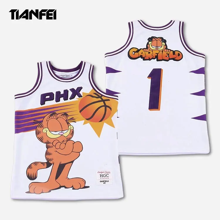 Maillot Streetwear TF personnalisé motif de broderie logo design maillot de basket-ball respirant sublimé uniforme