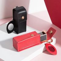 Mini étui en cuir PU pochette pour rouge à lèvres porte-clés emballage baume à lèvres porte-étui pour rouge à lèvres avec miroir