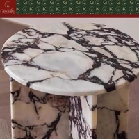 Table d'appoint en marbre Calacatta Viola naturel moderne GOLDKING pour salon, meubles en pierre de luxe sur mesure avec OEM/ODM