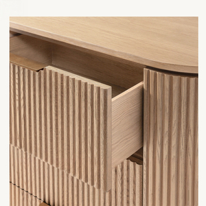 Commode moderne à 6 tiroirs en bois <span class=keywords><strong>clair</strong></span> avec design à rayures verticales, multifonctionnelle pour salon et chambre à coucher - Product Image 4