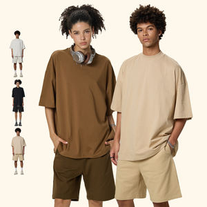 เสื้อยืดผ้าถักลายสีพื้นสำหรับผู้ชายเสื้อโอเวอร์ไซส์ทำจากผ้าฝ้าย100% 250กรัม - Product Image 3