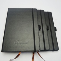 Carnet de notes de type Moleskine en cuir PU noir de qualité supérieure, couverture rigide A5, avec bande élastique pour le bureau et les affaires