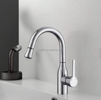 Robinet de salle de bain mural moderne en SUS304, finition chromée, monotrou, rotatif, mitigeur chaud/froid de haute qualité