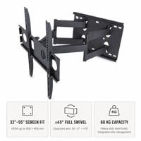 Support mural TV articulé et inclinable DMP NPLB137M-MW Slim pour écrans de 32 à 55 pouces, VESA jusqu'à 400 x 400 mm