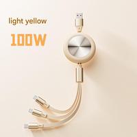 Cable de Datos Retráctil 3 en 1 de Carga Rápida, 100W PD USB/Tipo-C/Micro, 480Mbps, Material TPE, para Teléfono Móvil