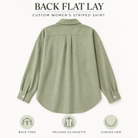 Chemise personnalisée pour femme en mélange de lin rayé, col à revers, manches longues, coupe ample, boutonnée, pour le printemps, l'été et le quotidien