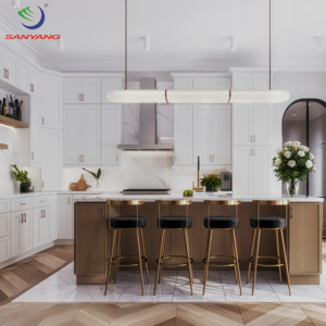 Usine d'armoires du Vietnam Armoire de cuisine de stockage à bas prix Armoire de cuisine en bois massif de conception personnalisée avec poignées - Product Image 3