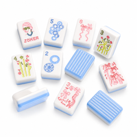 Ensemble de Mahjong américain en point de croix pastel, 160 tuiles en acrylique, ruban rayé au dos, design nœud, cadeau de fête