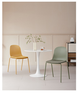 Chaise de bureau moderne en plastique au design <span class=keywords><strong>scandinave</strong></span> tabouret à dossier léger maquillage pour la maison meubles de cuisine en PP pieds en fer 1 - Product Image 1