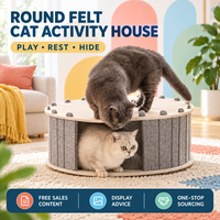 Maison d'activités ronde personnalisée en feutre pour chat, plateforme de jeu intérieure pour animaux de compagnie, lit-caverne, vente en gros OEM ODM