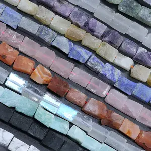 8*12mm Original raw crystal agate jade stones frosted matte irregular rectangular loose bead DIY jewelry accessories