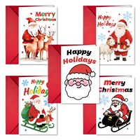 Lot de cartes de Noël dessinées à la main avec Père Noël, rennes et sapin de Noël – Cartes de vœux pour les fêtes et la décoration de la maison – Vente en gros
