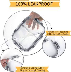 Recipientes de Vidrio para Almacenamiento de Alimentos al por Mayor, Recipientes de Vidrio para Preparación de Comidas con Tapas Herméticas, Aptos para Microondas y Congelador (34oz y 12oz) - Product Image 3