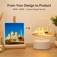 Lampe de chevet LED 3D moderne avec design d'architecture de mosquée islamique de Dubaï, lumière blanche chaude pour chambre à coucher