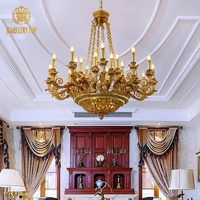 Jewellerytop Français Tout Cuivre Suspension Suspension Lumière Main Sculpture Bronze Lampe Hôtel Lobby Salon De Luxe En Laiton Lustre