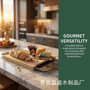 เขียงไม้ไผ่พร้อมถาดลิ้นชักสำหรับหั่นผักและผลไม้ - Product Image 2