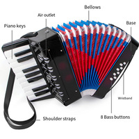 Acordeón Infantil Colorido de Fábrica OEM con 17 Teclas y 8 Pedales de Bajo, Instrumento Musical de Teclado para Niños