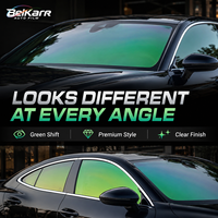 Film pour vitres de voiture BEIKARR de haute qualité, vert brillant caméléon, matériau PET, rejet UV à 99 %, anti-rayures, garantie 8-10 ans