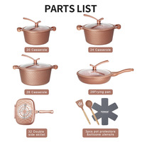 Set Perlengkapan Masak Donnor 15-Piece Diamond Series Granite Anti Lengket, Panci Sup, Wajan, Logam Ramah Lingkungan, Kaca, untuk Dapur Rumah